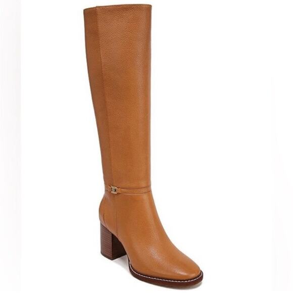 Sam Edelman Brown Almond Toe Elsy Zip Up Tall Block Heel Boot in Caramel 9.5 - Picture 2 of 13